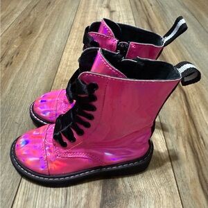 Spellbound Punk Doll Pink Halogram Shoes Size 8 Toddler Girls Boots EUC